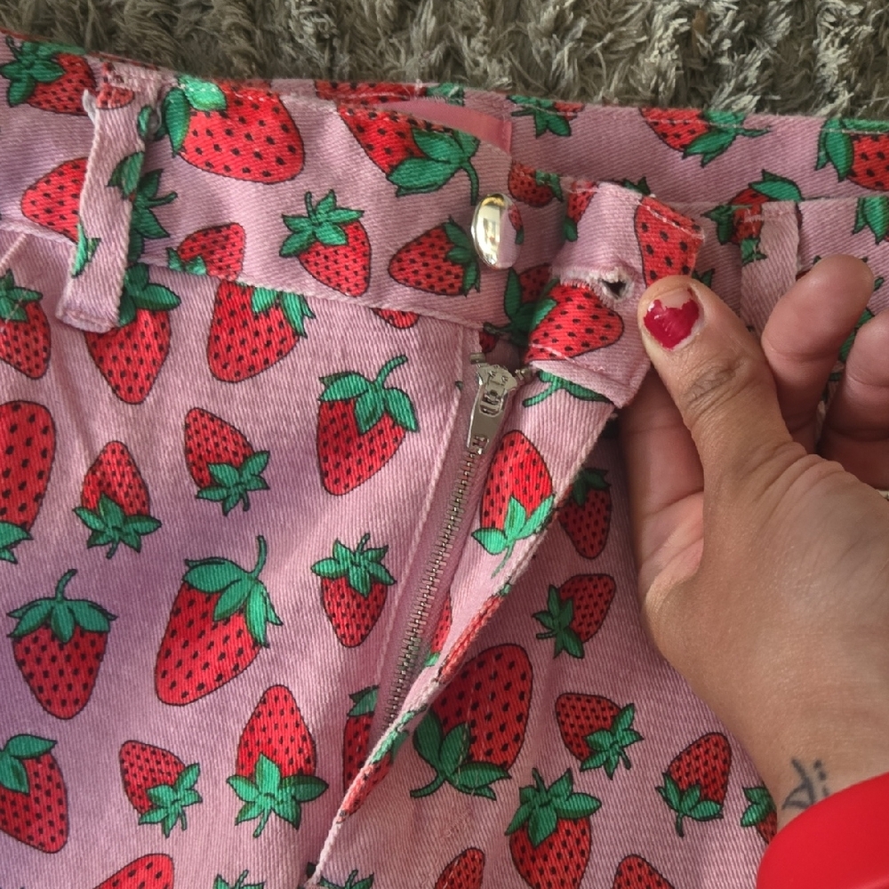 Sugar Thrillz Strawberry Patterned Pink Pants - Picture 3 of 5